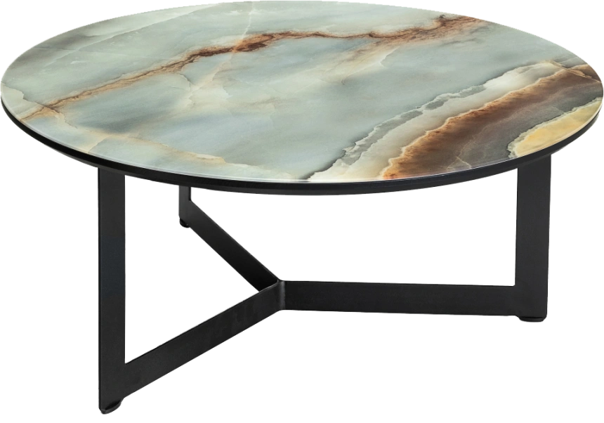 Журнальный стол Роб D-700, стекло, мрамор голубой, каркас черный