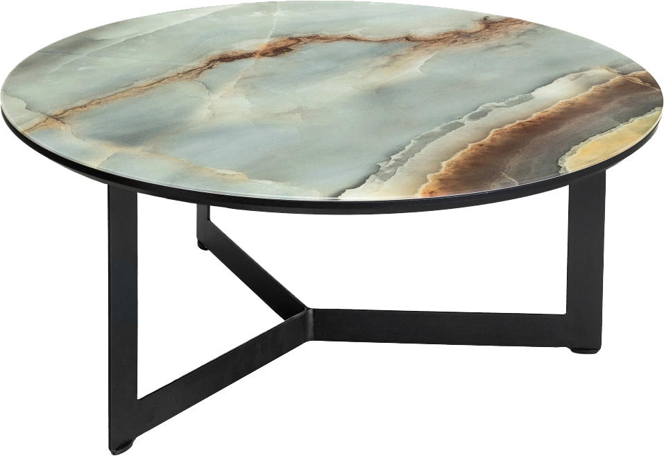 Журнальный стол Роб D-700, стекло, мрамор голубой, каркас черный