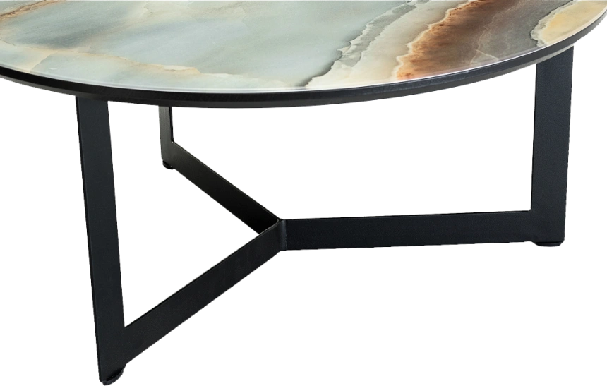 Журнальный стол Роб D-700, стекло, мрамор голубой, каркас черный