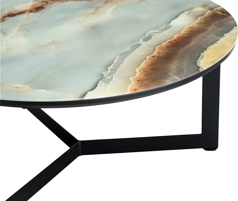 Журнальный стол Роб D-700, стекло, мрамор голубой, каркас черный