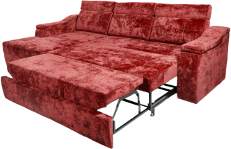Диван угловой Бруно, ткань Plush rubin, нить белая, угол левый