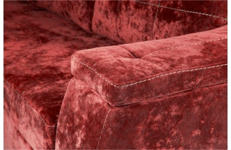 Диван угловой Бруно, ткань Plush rubin, нить белая, угол левый