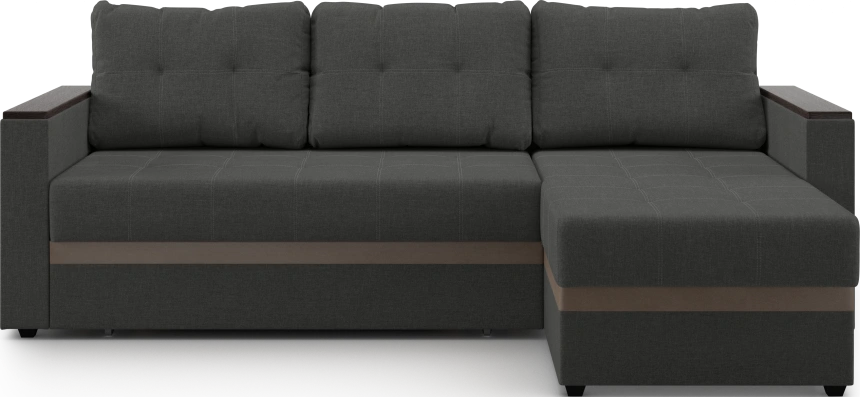Диван угловой, Атлантик, модель 111, Savana Grey (серый) / ECOstile Chocolate / венге