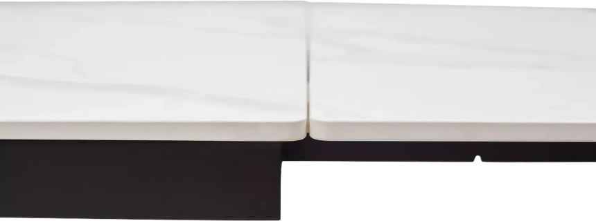 Кухонный стол раздвижной Livorno 180, Matt White Marble Solid Ceramic, Black