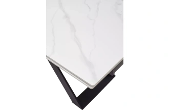 Кухонный стол раздвижной Livorno 180, Matt White Marble Solid Ceramic, Black