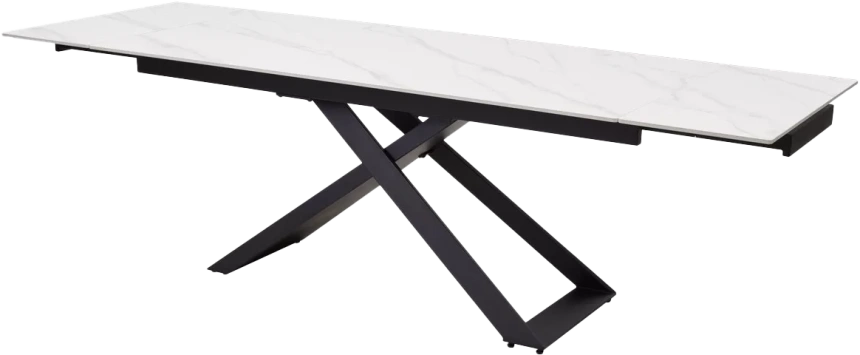 Кухонный стол раздвижной Livorno 180, Matt White Marble Solid Ceramic, Black