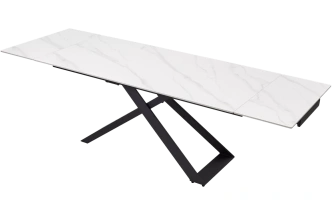 Кухонный стол раздвижной Livorno 180, Matt White Marble Solid Ceramic, Black
