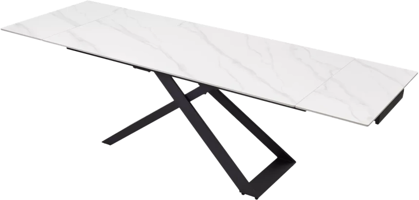 Кухонный стол раздвижной Livorno 180, Matt White Marble Solid Ceramic, Black