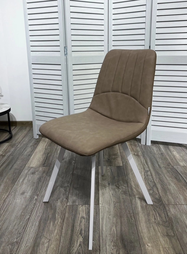 Стул Ashton, мягкий, RU-09 серо-бежевый винтаж, белый каркас