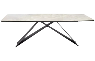 Кухонный стол Марсель 220, REX 769925, Бежевый мрамор, керамика, Черный каркас