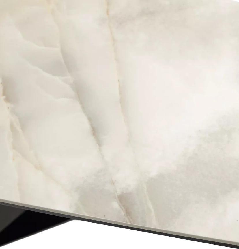 Кухонный стол Марсель 220, REX 769925, Бежевый мрамор, керамика, Черный каркас