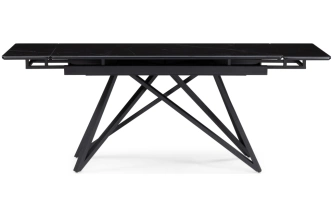 Обеденный раздвижной стол Вилсон, 140(200)х80, керамика, черный мрамор / черный