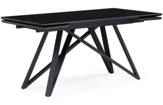 Обеденный раздвижной стол Вилсон, 140(200)х80, керамика, черный мрамор / черный