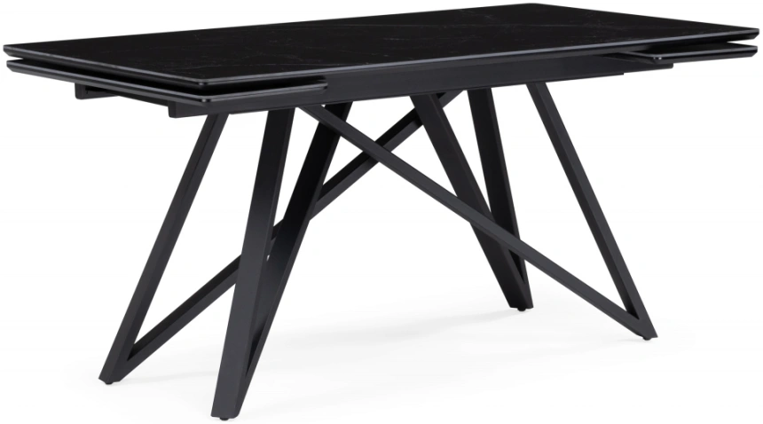 Обеденный раздвижной стол Вилсон, 140(200)х80, керамика, черный мрамор / черный