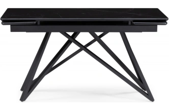 Обеденный раздвижной стол Вилсон, 140(200)х80, керамика, черный мрамор / черный