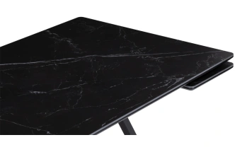 Обеденный раздвижной стол Вилсон, 140(200)х80, керамика, черный мрамор / черный