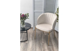Стул Diana, мягкий, Modica-40 бежево-белый, ткань, золотой каркас
