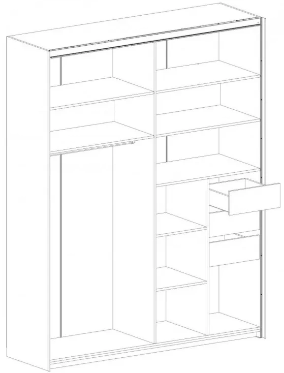 Шкаф-купе двухдверный Глазго, 180x60.5x230, с полками, металл бруклин / таксония