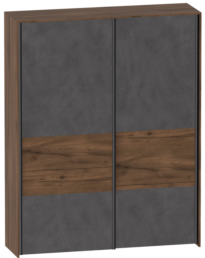 Шкаф-купе двухдверный Глазго, 180x60.5x230, с полками, металл бруклин / таксония