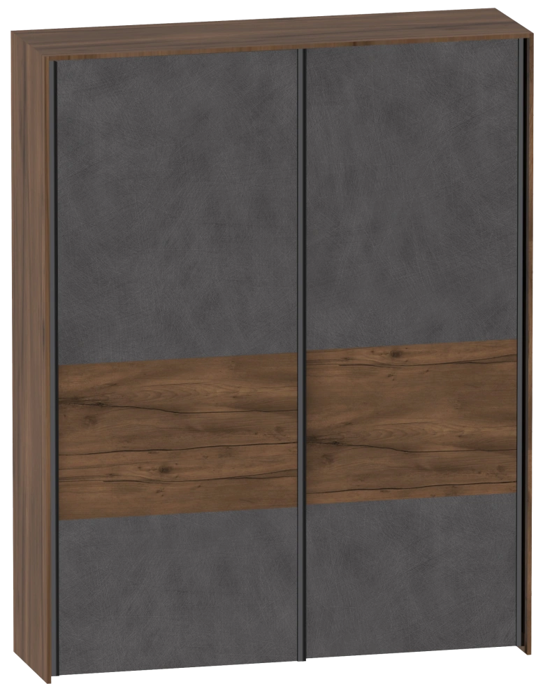 Шкаф-купе двухдверный Глазго, 180x60.5x230, с полками, металл бруклин / таксония