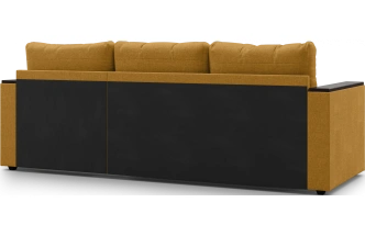 Диван угловой, Атлантик, модель 111, Savana Plus yellow (cоломенный) / ECOstile Chocolate / венге