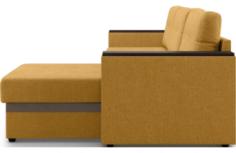 Диван угловой, Атлантик, модель 111, Savana Plus yellow (cоломенный) / ECOstile Chocolate / венге