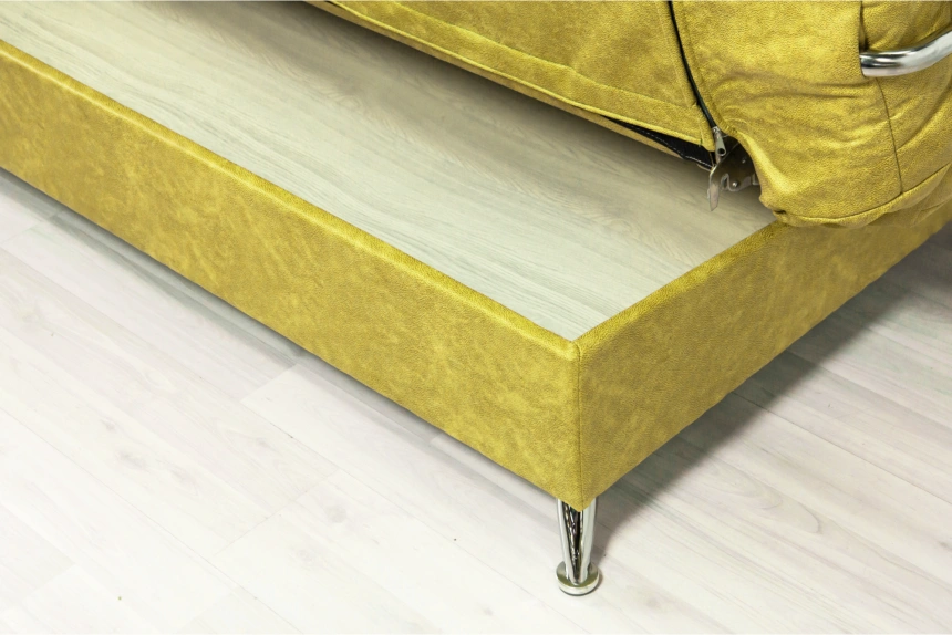 Диван прямой Финка Хром, ткань Плутон 48 (горчично-желтый)