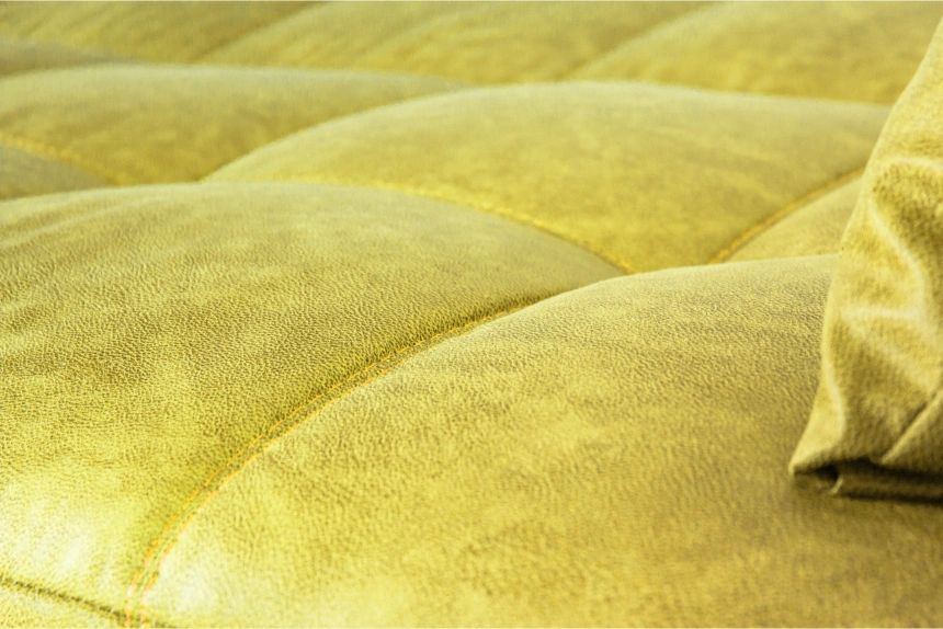 Диван прямой Финка Хром, ткань Плутон 48 (горчично-желтый)