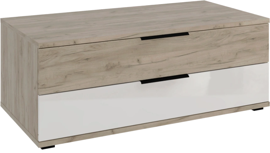 Тумба под ТВ Альянс, 2 ящика, 119x45x59, Дуб крафт / Белый глянец
