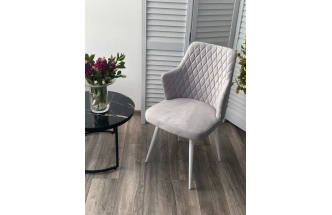 Стул Herman, поворотный, BM-4 светло-серый, велюр, белый каркас