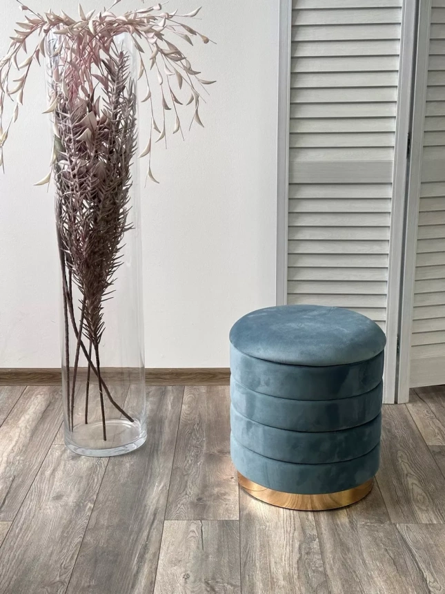 Пуф Фред, бирюзовый BM-88, велюр / золотой каркас