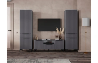 Модульная гостиная Иадама, комплектация 8, графит / графит софт