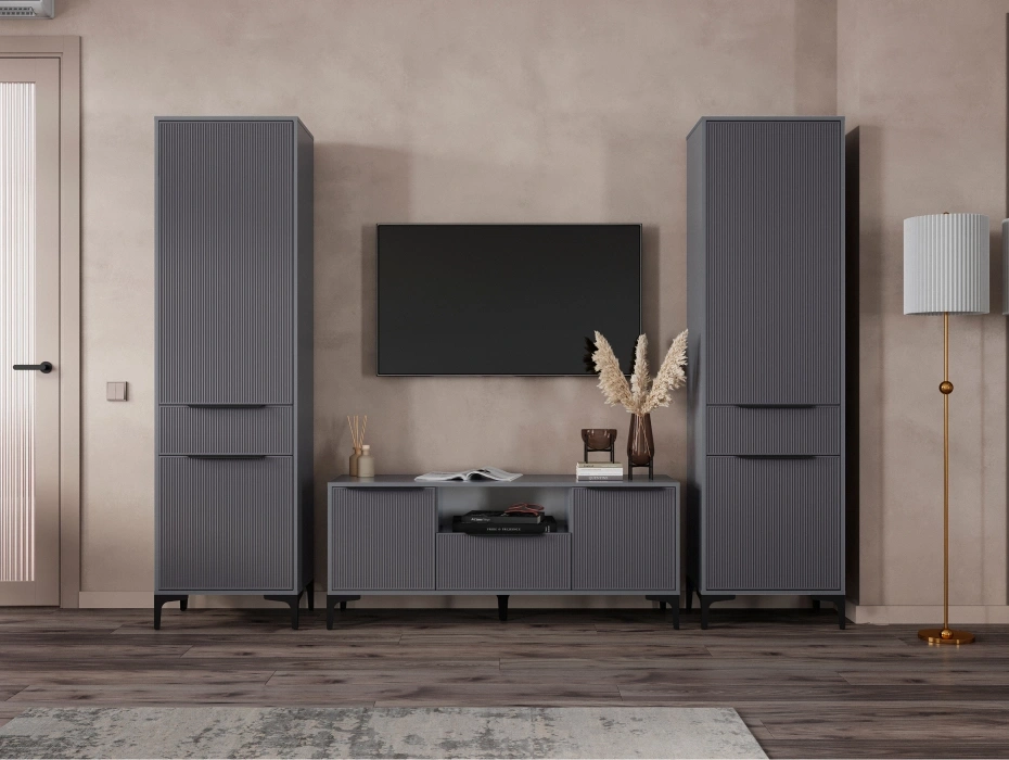 Модульная гостиная Иадама, комплектация 8, графит / графит софт