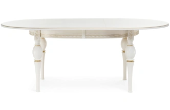 Обеденный раздвижной стол Авилла, 150(200)х110х77, молочный / золото