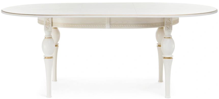 Обеденный раздвижной стол Авилла, 150(200)х110х77, молочный / золото