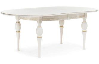 Обеденный раздвижной стол Авилла, 150(200)х110х77, молочный / золото