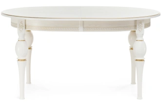 Обеденный раздвижной стол Авилла, 150(200)х110х77, молочный / золото