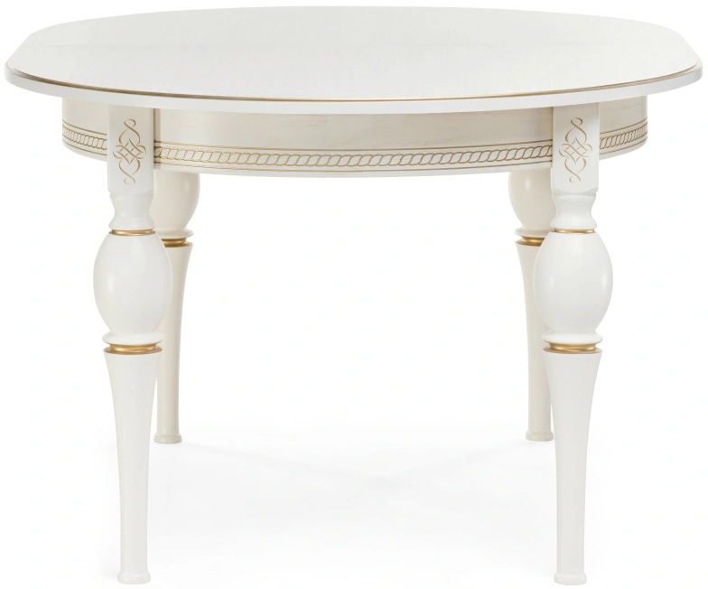 Обеденный раздвижной стол Авилла, 150(200)х110х77, молочный / золото