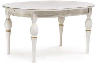 Обеденный раздвижной стол Авилла, 150(200)х110х77, молочный / золото