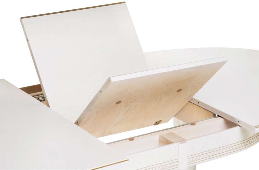 Обеденный раздвижной стол Авилла, 150(200)х110х77, молочный / золото