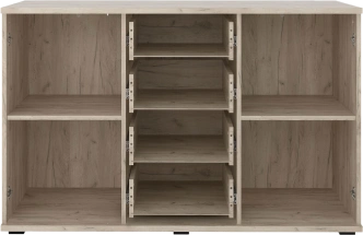 Комод двухдверный Альянс, 4 ящика, Дуб крафт / Белый глянец