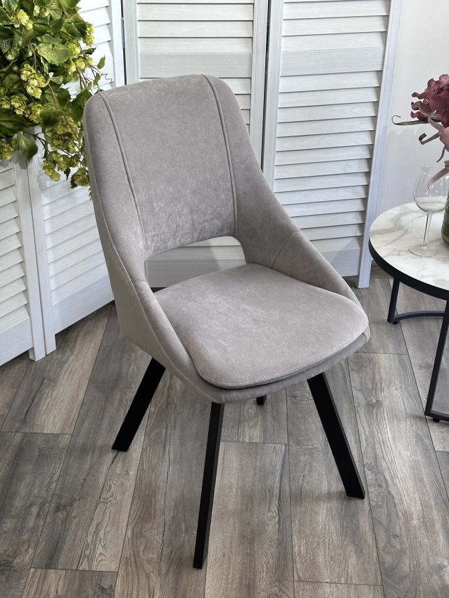 Стул Asp, мягкий, поворотный, B22 Серый велюр, черный каркас