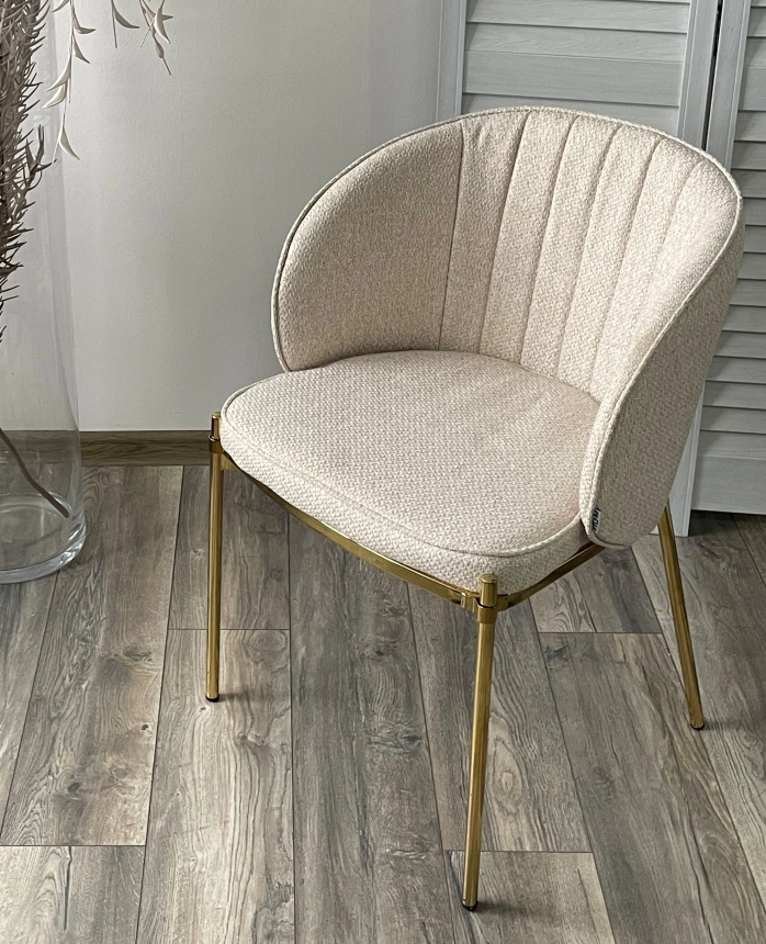 Стул Diana, мягкий, TRF-11 светло-бежевый, золотой каркас