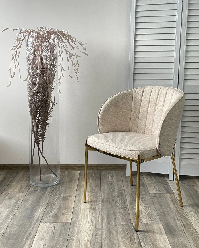 Стул Diana, мягкий, TRF-11 светло-бежевый, золотой каркас