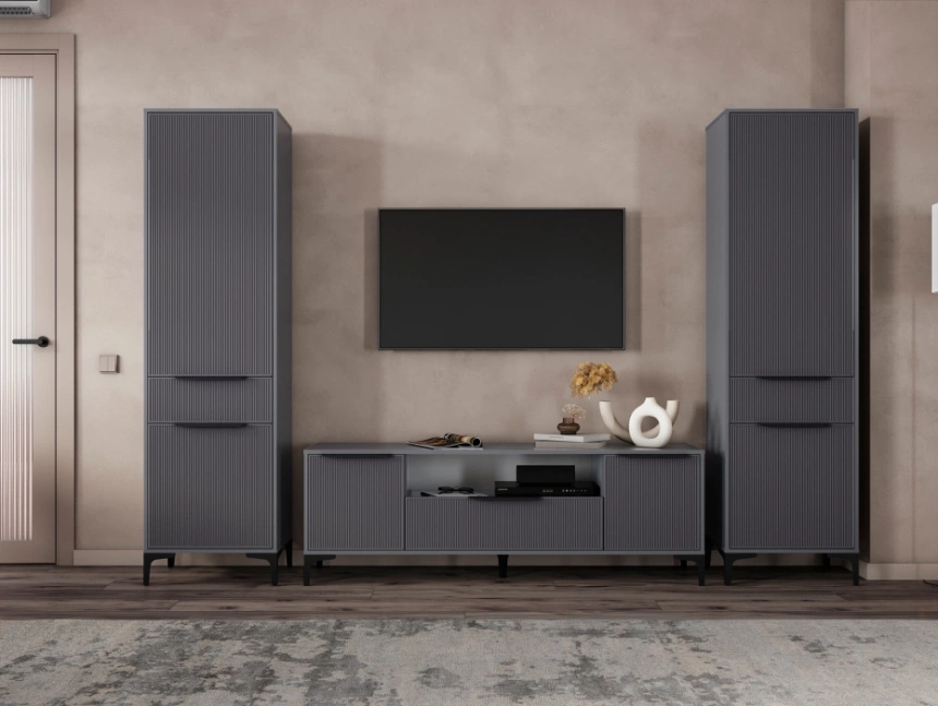 Модульная гостиная Иадама, комплектация 9, графит / графит софт