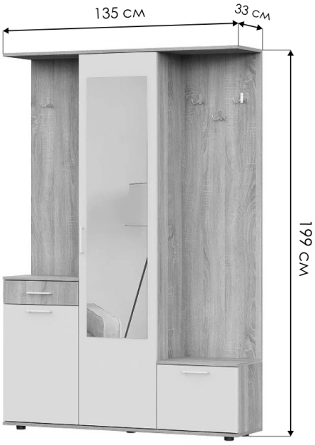 Прихожая Пети, дуб сонома / белый
