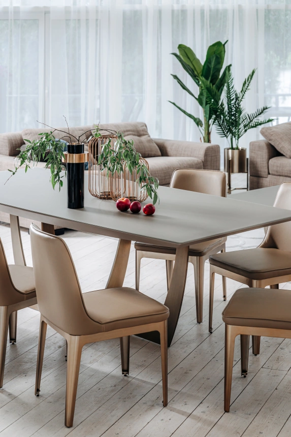 Обеденный стол Space L, МДФ, серый / золотой