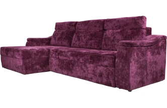 Диван угловой Бруно, Plush rose wood, ткань белая, угол левый