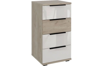 Комод Альянс, 4 ящика, Дуб крафт / Белый глянец