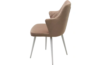 Стул Herman, поворотный, бежевый #5, велюр, белый каркас